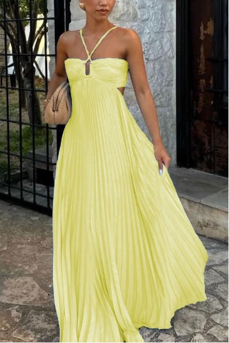 A-Line Floor Length Silk-Like Wedding Guest Dress 899021324958 - 10 Days / Yellow / S - COCOMELODY